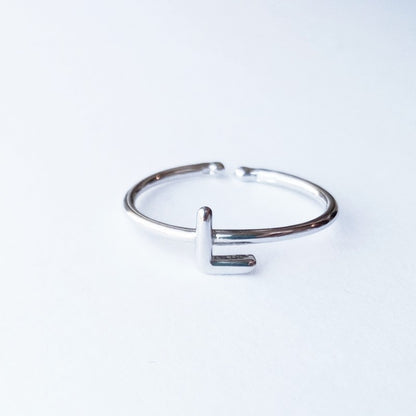 Sterling Silver Rhodium Plated Letter Ring