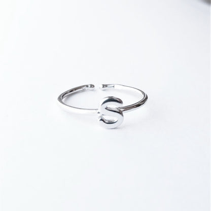 Sterling Silver Rhodium Plated Letter Ring