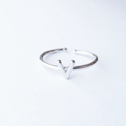 Sterling Silver Rhodium Plated Letter Ring