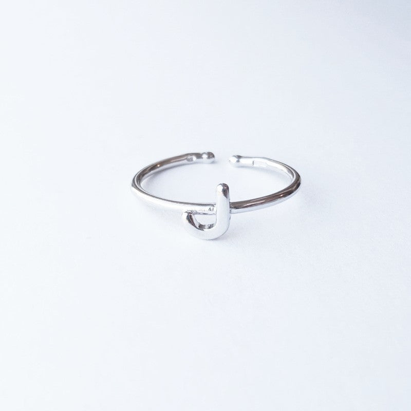 Sterling Silver Rhodium Plated Letter Ring