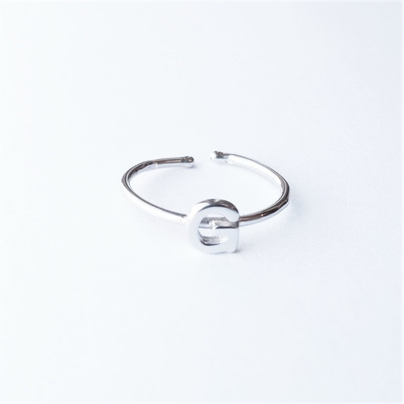 Sterling Silver Rhodium Plated Letter Ring