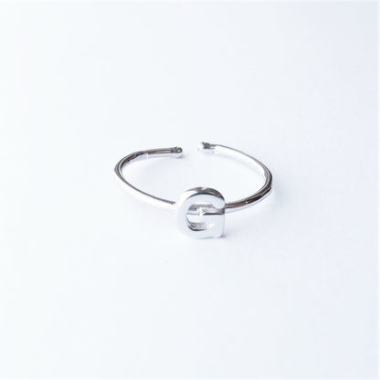 Sterling Silver Rhodium Plated Letter Ring