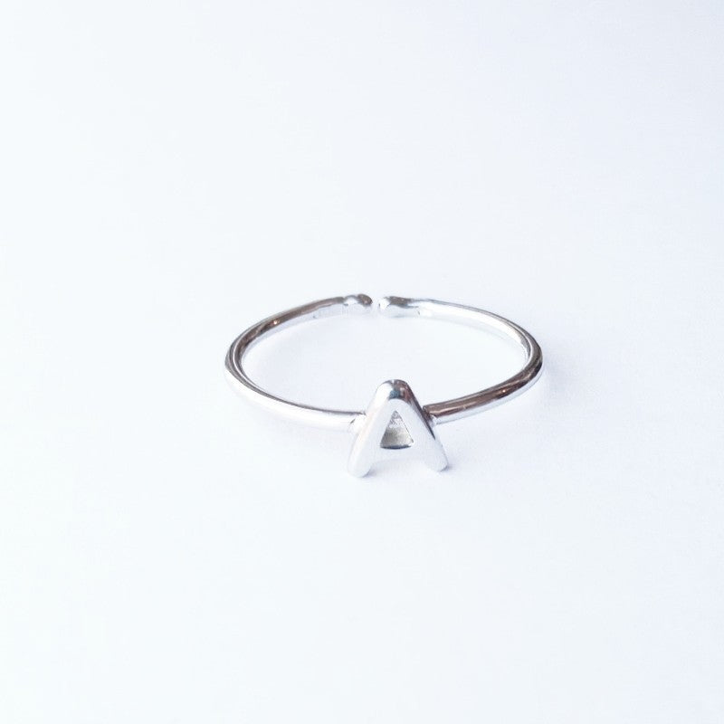 Sterling Silver Rhodium Plated Letter Ring