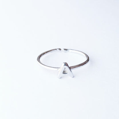 Sterling Silver Rhodium Plated Letter Ring