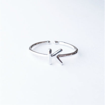 Sterling Silver Rhodium Plated Letter Ring