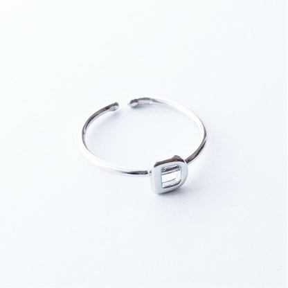 Sterling Silver Rhodium Plated Letter Ring