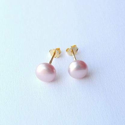 Sterling Silver Gold Plated Pearl Studs