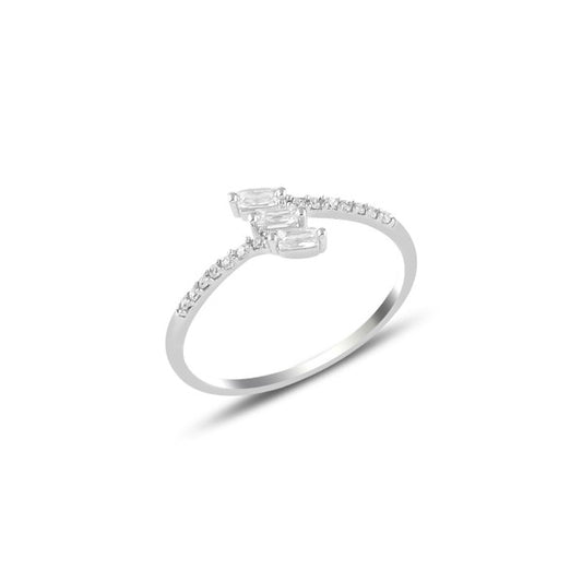 Sterling Silver Rhodium Plated CZ Ring