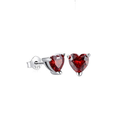 Sterling Silver Rhodium Plated CZ Heart Studs