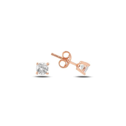 Sterling Silver Rose Gold Plated 2 - 8 mm CZ Studs