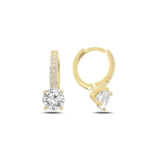 Sterling Silver Gold Plated CZ Hoops