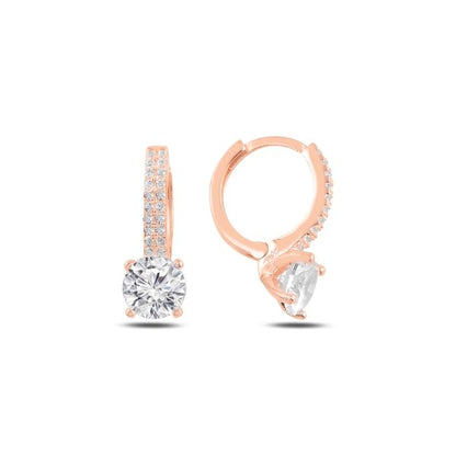 Sterling Silver Rose Gold Plated CZ Hoops