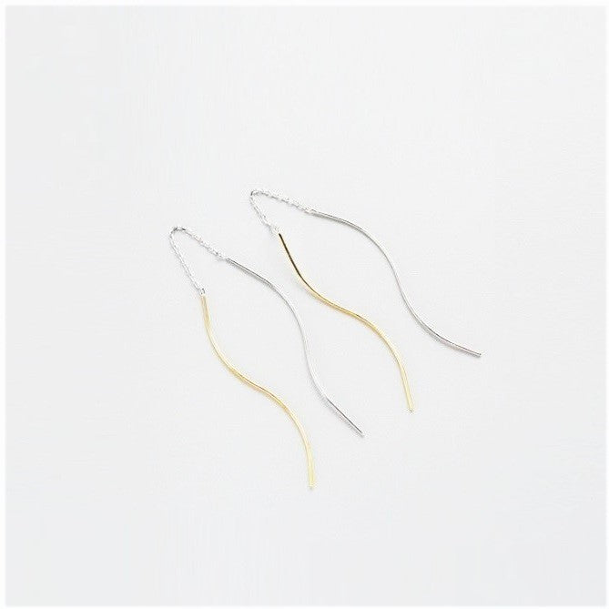 Sterling Silver Rhodium & Gold Plated Drop Earrings