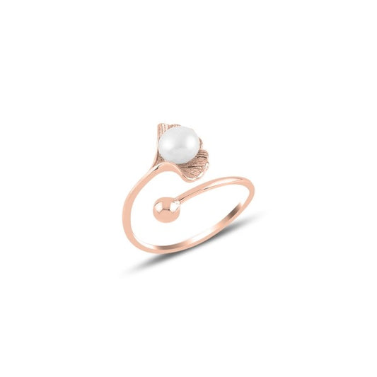 Sterling Silver Rose Gold Plated Pearl Ring