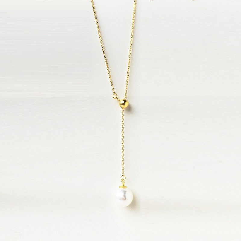 Sterling Silver Gold Plated Pearl Imitation Necklace