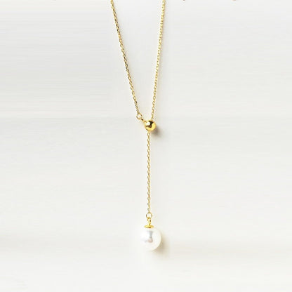 Sterling Silver Gold Plated Pearl Imitation Necklace