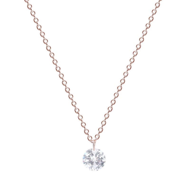 Sterling Silver Rose Gold Plated CZ Crystal Necklace