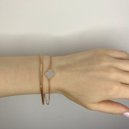 Sterling Silver Rose Gold Plated Chain Bracelet